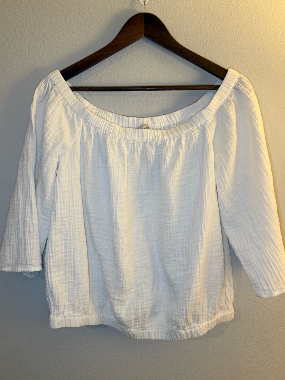 LOFT White Off-the-Shoulder Peasant Blouse